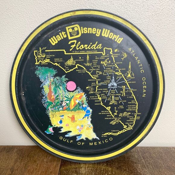 VTG 70s‎ Disney World Florida Gulf of Mexico Souvenir Disney Serving Tray Decor - Picture 1 of 7